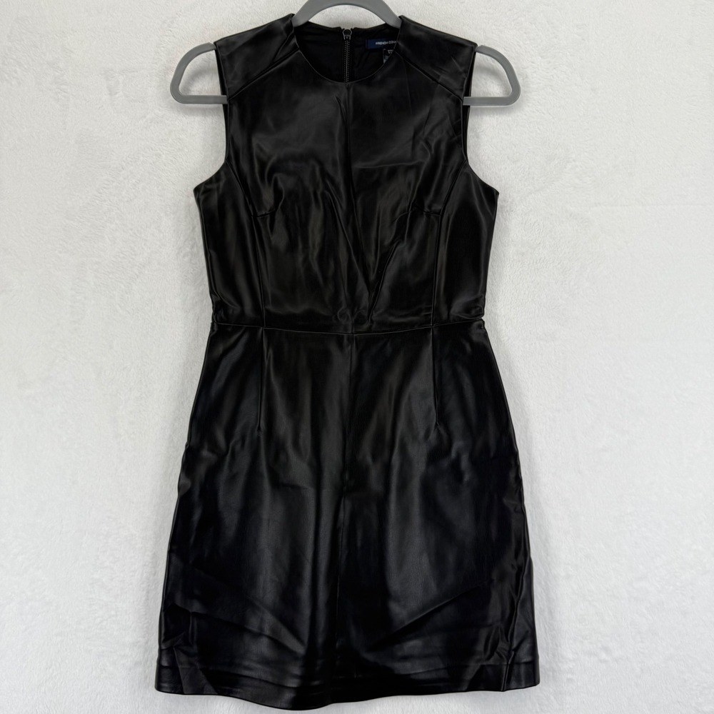 French Connection Dress Size 2 Black‎ Faux Leather Sleeveless Mini Party